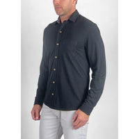 Tailor Vintage - Stretch Jersey Knit Long Sleeve Shirt - Navy