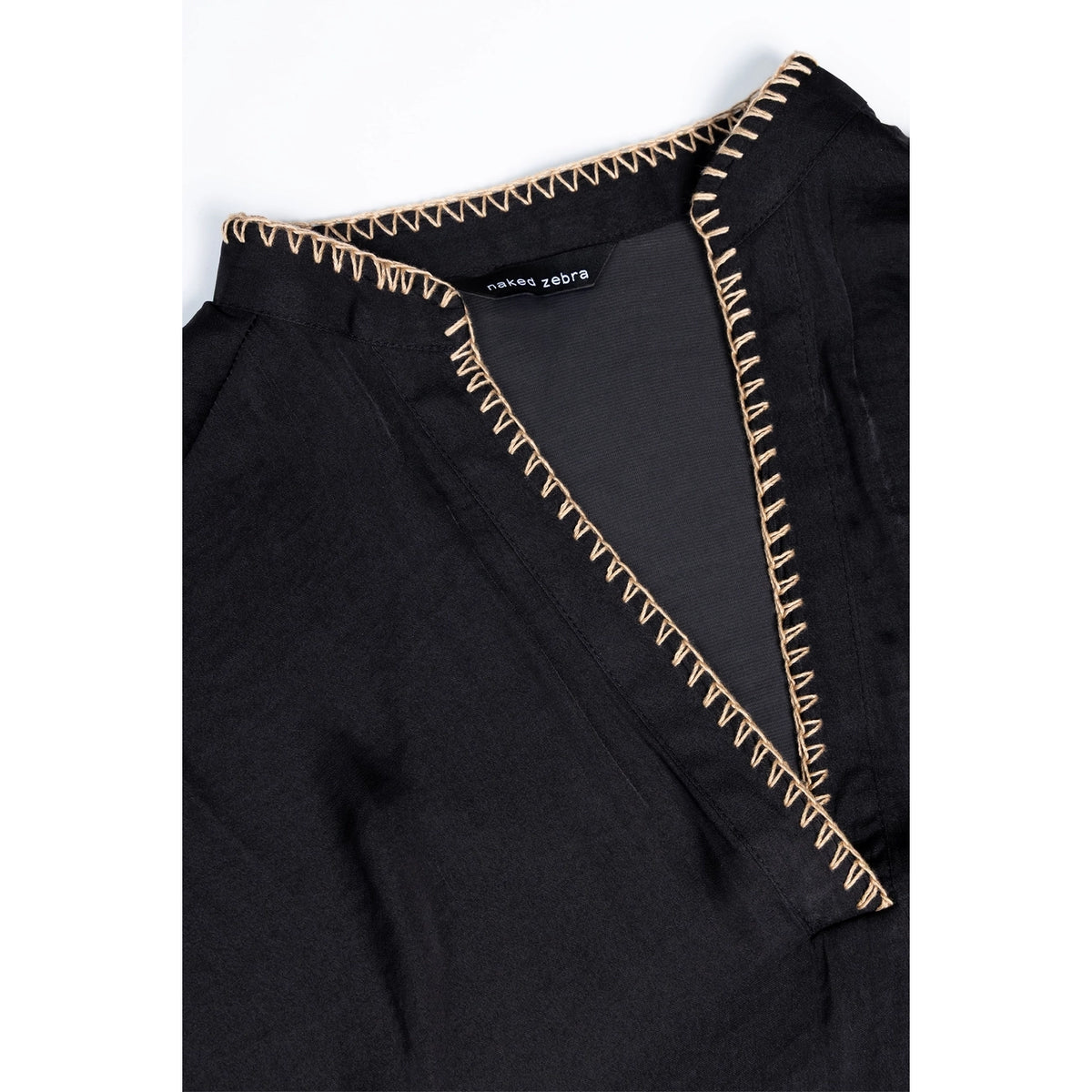 Naked Zebra - Whipstitch Drop Shoulder Regular Blouse - Black – Union
