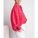 ee:some - Bubble Sleeve Blouse - Hot Pink