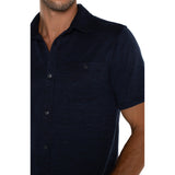 Liverpool - Short Sleeve Button Up - Navy Blue Multi
