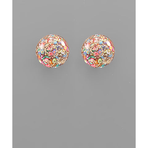 Multicolor Glitter Flake Ball Earrings