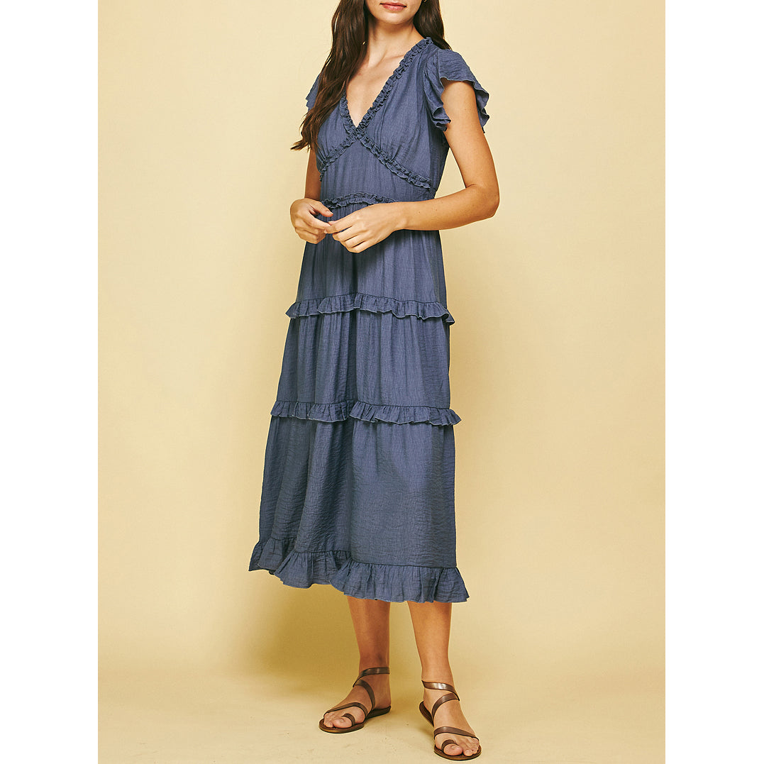 pinch tiered midi dress Pinch - Ruffled Tea Length Dress