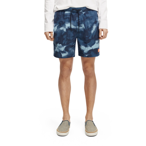 Scotch Soda Printed Tie Dye Mid Length Swim Short Navy Tie