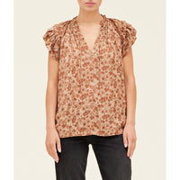 Grade & Gather - Ruffle Sleeve Blouse - Sepia