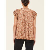 Grade & Gather - Ruffle Sleeve Blouse - Sepia