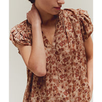 Grade & Gather - Ruffle Sleeve Blouse - Sepia