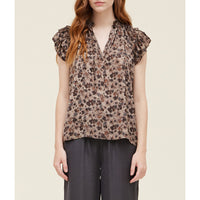 Grade & Gather - Ruffle Sleeve Blouse - Tawny