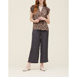 Grade & Gather - Ruffle Sleeve Blouse - Tawny
