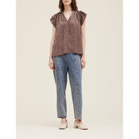 Grade & Gather - Ruffle Sleeve Blouse - Dusty Plum