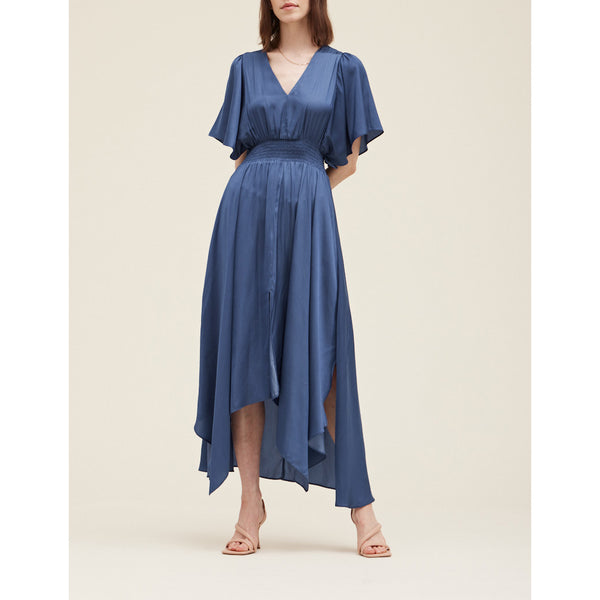 Grade & Gather - Unbalanced Skirt Maxi Dress - Blue Corn