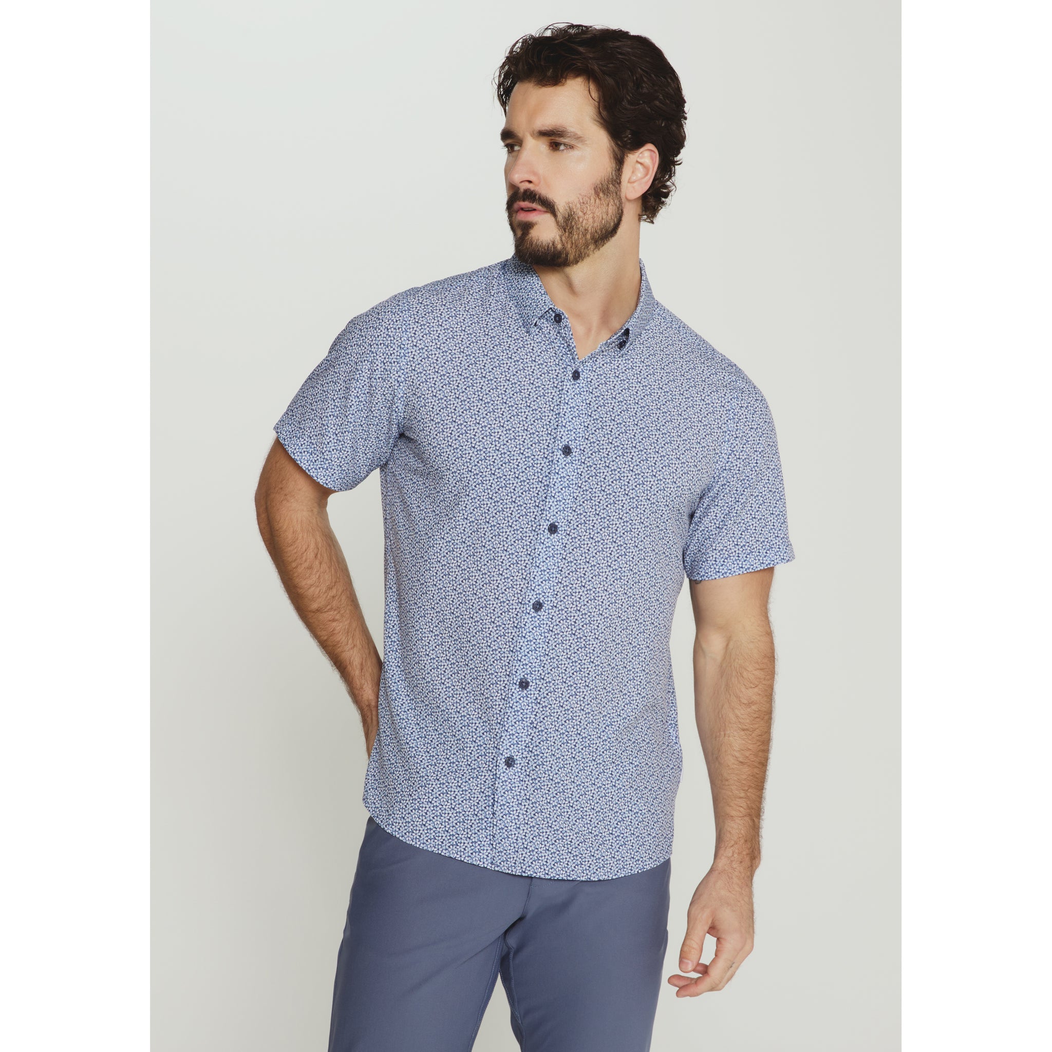 トップス Stone  Navy Lightweight shirt 7 Diamonds - Jace Short Sleeve Shirt - Navy – Union