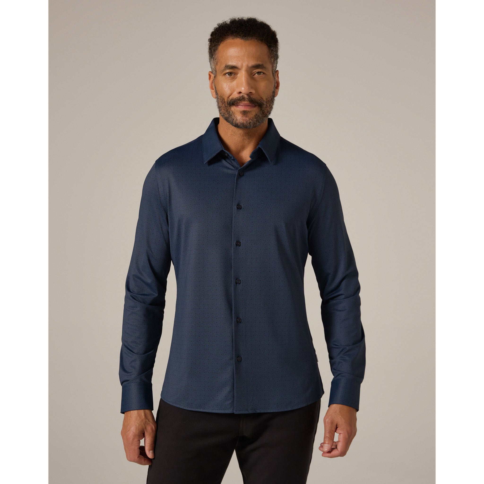 ＜6(ROKU)＞CUPRA DRESS LONG SLEEVE SHIRT 7 Diamonds - Granger Long Sleeve Shirt - Midnight – Union