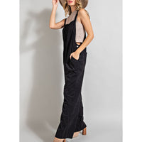 ee:some - Button Detailed Corduroy Overall - Black