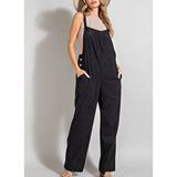 ee:some - Button Detailed Corduroy Overall - Black