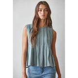 By Together - Aura PLeated Front Top - Sage