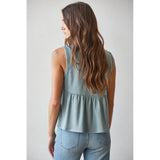 By Together - Aura PLeated Front Top - Sage
