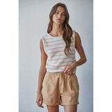 By Together - Banks Striped Top - Cream Coral