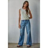 By Together - Banks Striped Top - Cream Green