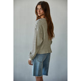 By Together - Half Time Striped Long Sleeve - Cream/Black