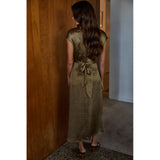 By Together - Maelle Wrap Waist Maxi Dress - Olive Gold