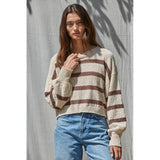 By Together - Rowan Striped Sweater - Natural Chocolate