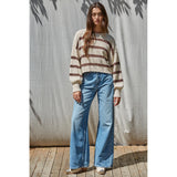 By Together - Rowan Striped Sweater - Natural Chocolate