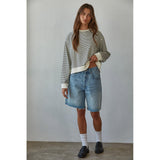 By Together - Trace Striped Crew Pullover - Off White Black