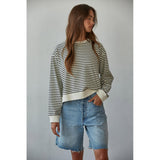 By Together - Trace Striped Crew Pullover - Off White Black