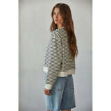 By Together - Trace Striped Crew Pullover - Off White Black