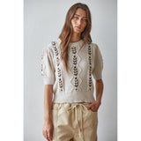 By Together - Lattice Stitch Sweater Top - Natural Chocolate