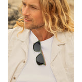 Blue Planet Eco-Eyewear - Cail - Matte Army Green / Walnut Wood + Smoke Polarized Lens