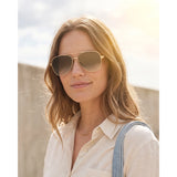 Blue Planet Eco-Eyewear - Jesse 2 - Matte Gold / Ivory Tort Gradient Brown Polarized