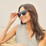 Blue Planet Eco-Eyewear - Nara - Crystal Blue / Walnut Wood / Gradient Grey