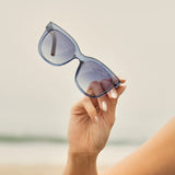 Blue Planet Eco-Eyewear - Nara - Crystal Blue / Walnut Wood / Gradient Grey