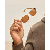 Blue Planet Eco-Eyewear - Rye - Gold / Walnut Wood / Brown Polarized