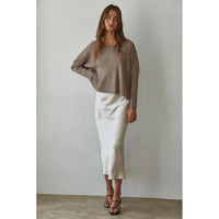By Together - Apollo Ribbed Pullover Top - Dark Mocha