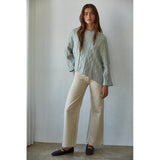 By Together - Lioness Cable Knit Sweater - Aqua Grey