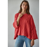 By Together - Lioness Cable Knit Sweater - Dusty Red