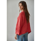 By Together - Lioness Cable Knit Sweater - Dusty Red