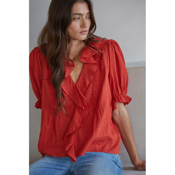 By Together - Tempe Ruffle Top - Cherry Tomato