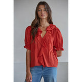By Together - Tempe Ruffle Top - Cherry Tomato