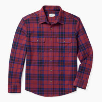 Fair Harbor - Dunewood Ultra-Stretch Flannel - Cobalt Wine Plaid