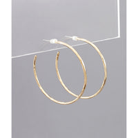 Thin Hammered Hoops - Gold