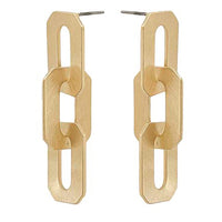 3 Rectangular Oval Link Earrings - Gold