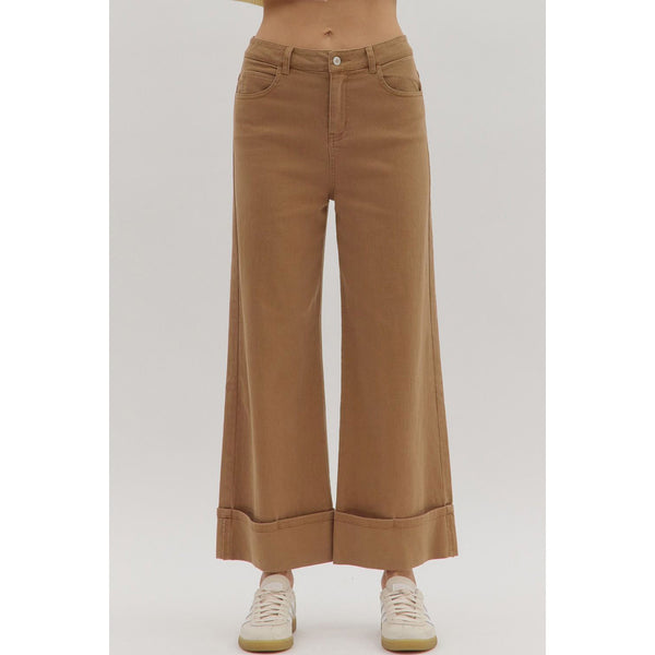 Entro - Ankle Pants With Wide Cuff - Camel