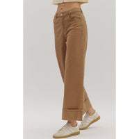 Entro - Ankle Pants With Wide Cuff - Camel