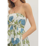Entro - Botanical Strapless Midi - Blue