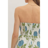 Entro - Botanical Strapless Midi - Blue
