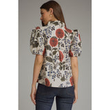 Entro - Floral Puff Sleeve Shirt - Ecru
