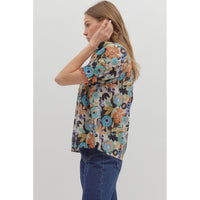 Entro - Floral Top With Scallop Trim - Cinnamon